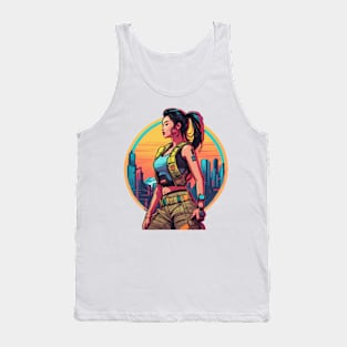 Urban City Warrior Militia Metropolis Woman Cyberpunk Tank Top